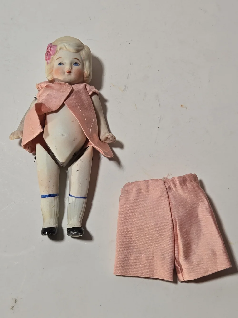 Vintage Porcelain Doll with Pink Outfit - Kids Toy Japanese